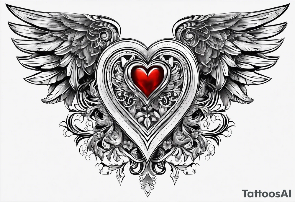 A heart in the form of the number 22 with wings tattoo idea