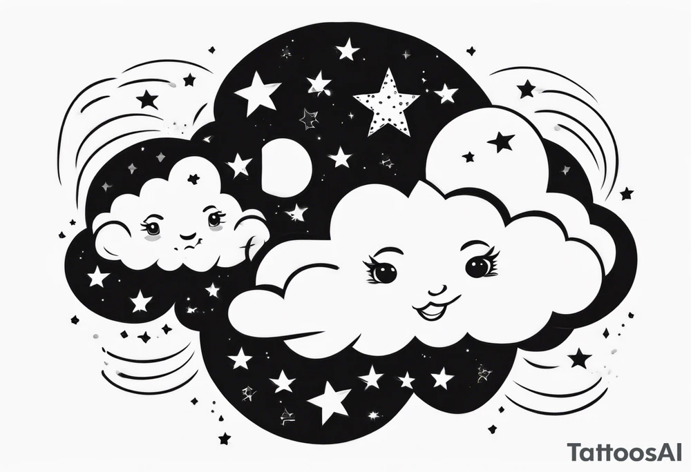 cloud with the date and stars tattoo idea