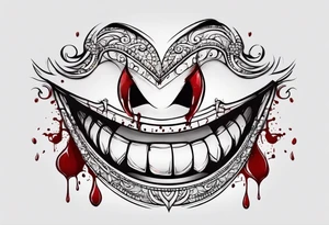 Smile face with blood on it.  Words say it's all a joke tattoo idea