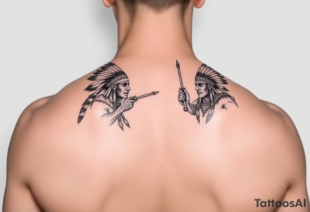 Native American warriors preparing for battle tattoo idea