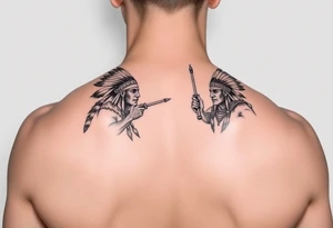 Native American warriors preparing for battle tattoo idea