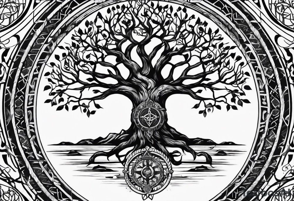 Yggdrasil and Vegvisir together tattoo idea