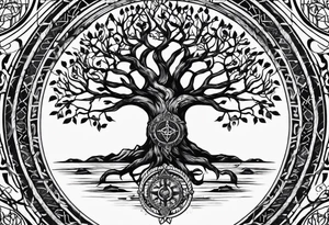 Yggdrasil and Vegvisir together tattoo idea