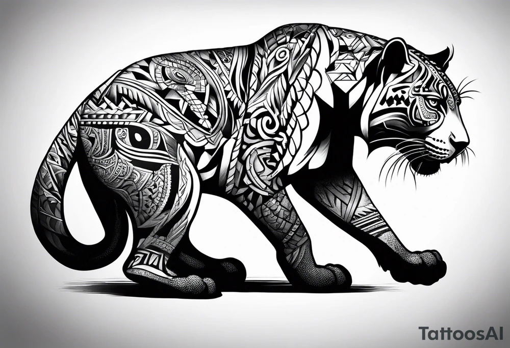 aztec black jaguar sitting tattoo idea