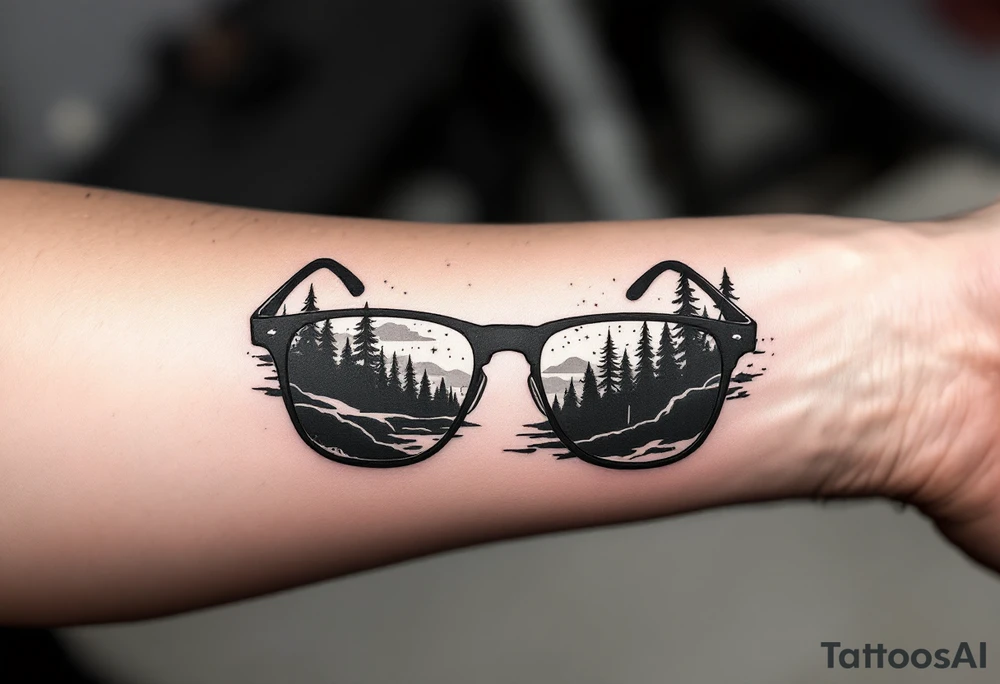 Landscape Reflecting Glasses
You can use the lenses of your glasses to depict a beautiful landscape, such as a sunset, a starry sky, or a cityscape, symbolizing the world that you can now see clearly. tattoo idea