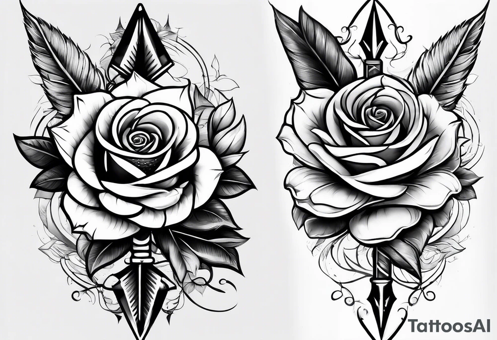 five Indian arrows going through a single rose on a forearm tattoo idea five Indian arrows going through a single rose on a forearm tattoo idea