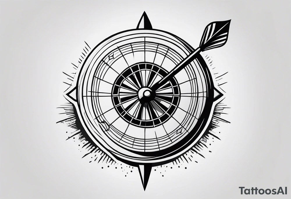 Dart thrown at a dartboard tattoo idea