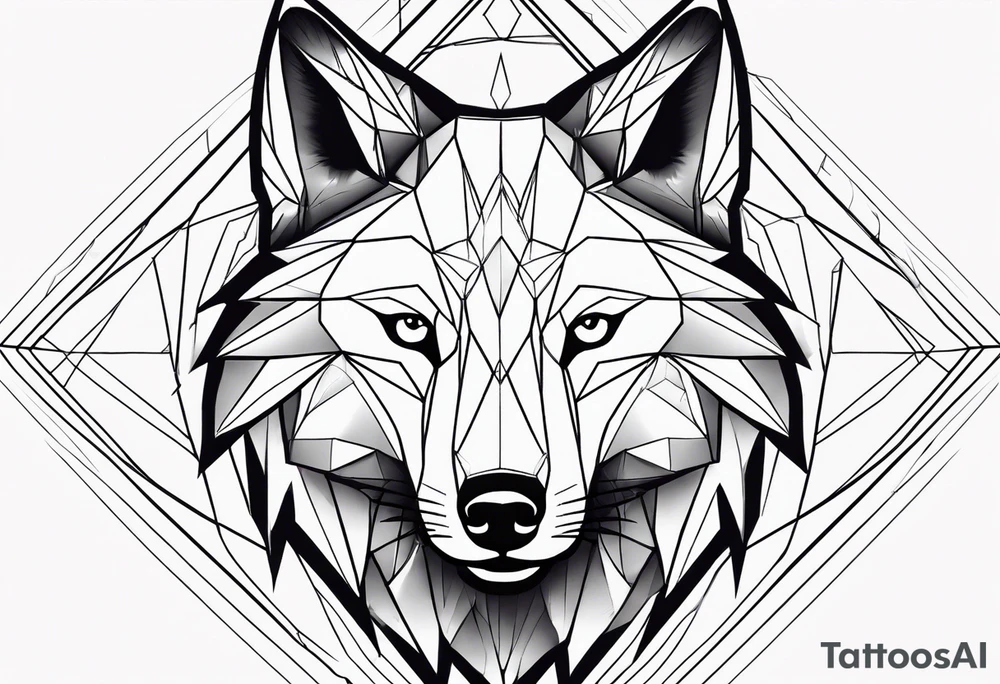 geometric wolf pattern tattoo idea