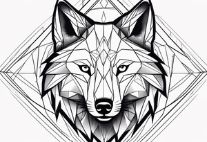 geometric wolf pattern tattoo idea