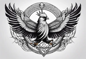 Valhalla symbol bird straight line tattoo idea