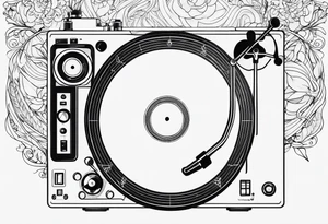 A recordplayer in fineline very minimalistic one line tattoo idea