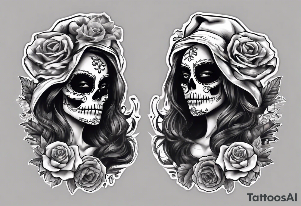 santa la muerta with money tattoo idea