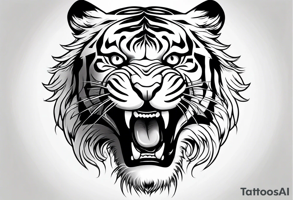 tiger smiling leaping tattoo idea