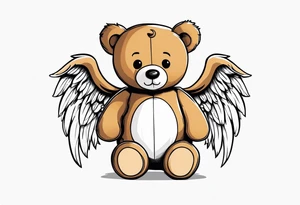 Teddy bear with angel wings tattoo idea