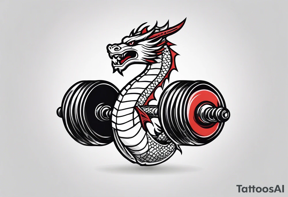 dumbbell with dragon tattoo idea