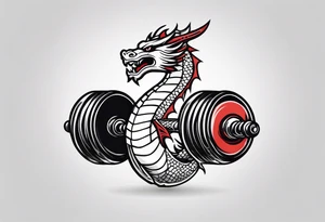 dumbbell with dragon tattoo idea