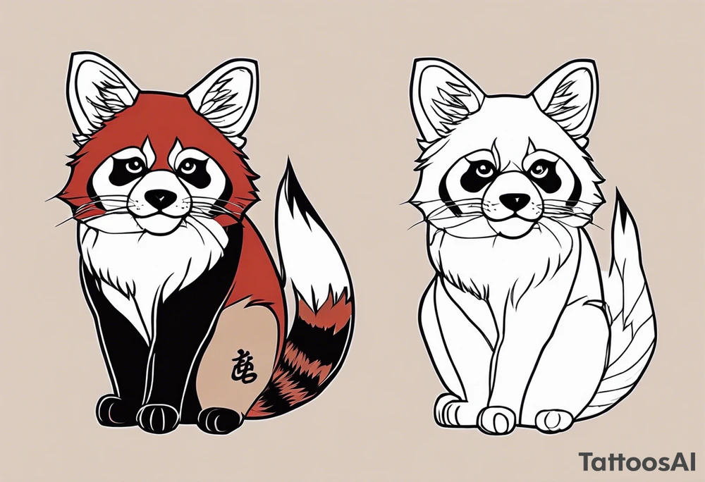 Red panda as a lucky cat tattoo idea