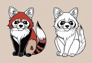 Red panda as a lucky cat tattoo idea