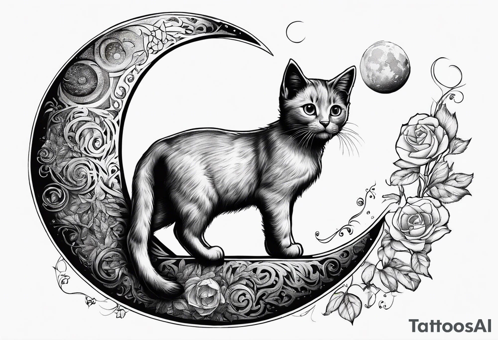 The little cat walking in the moon tattoo idea