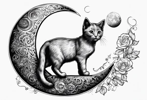 The little cat walking in the moon tattoo idea
