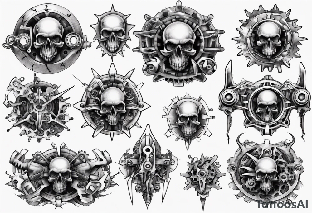 Upper thigh gears tattoo idea