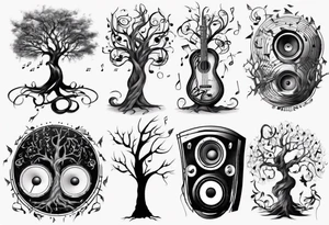 music speaker note tree stave tattoo idea