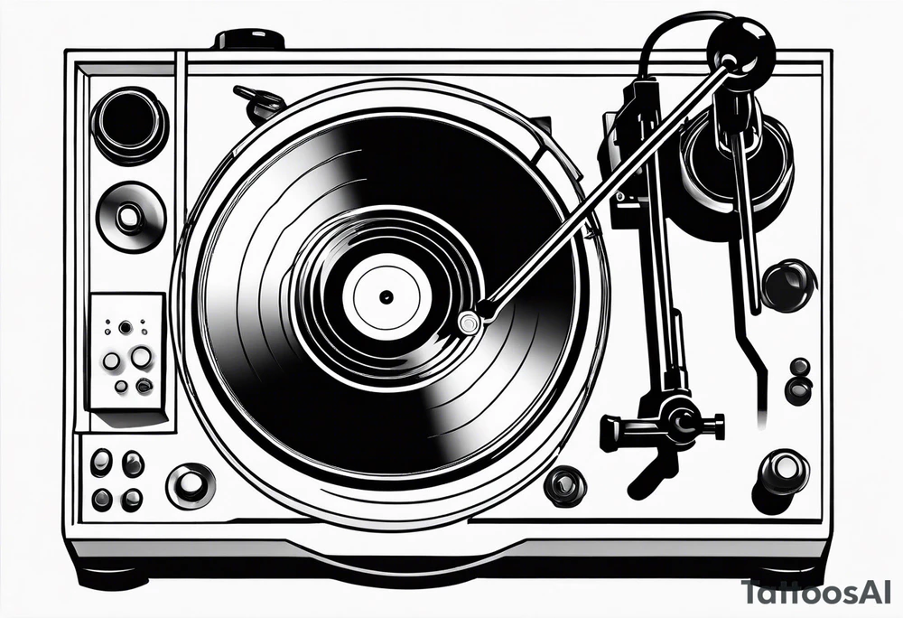 Recordplayer finline art minimalistic 2D only one line tattoo idea