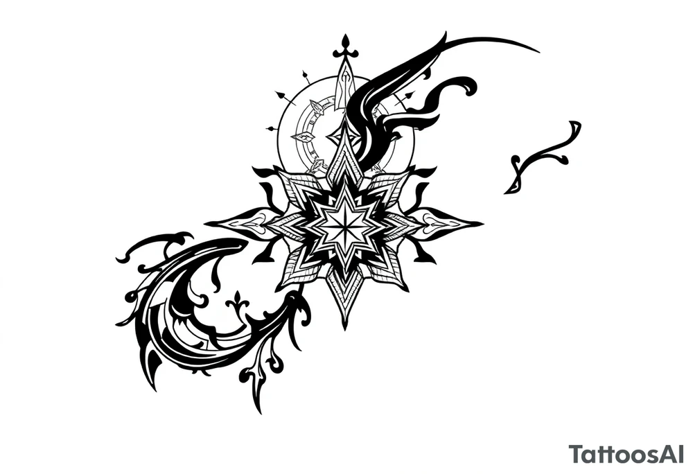 spiritual bold line tattoo idea