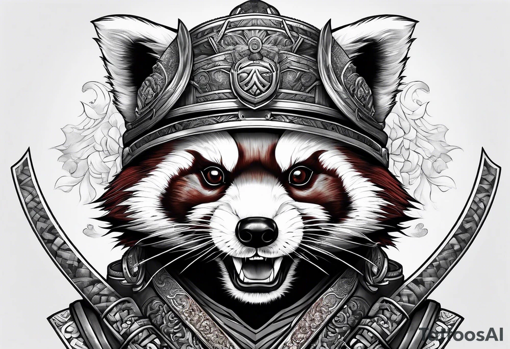 Red panda samurai armor tattoo idea