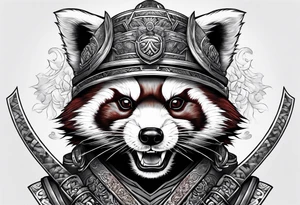 Red panda samurai armor tattoo idea