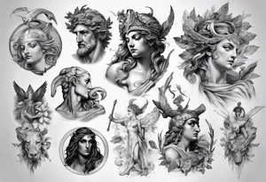 photorealistic greek mythology tattoo idea