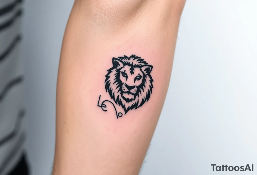 Fancy style "leo"  birth
 sign lion tattoo idea