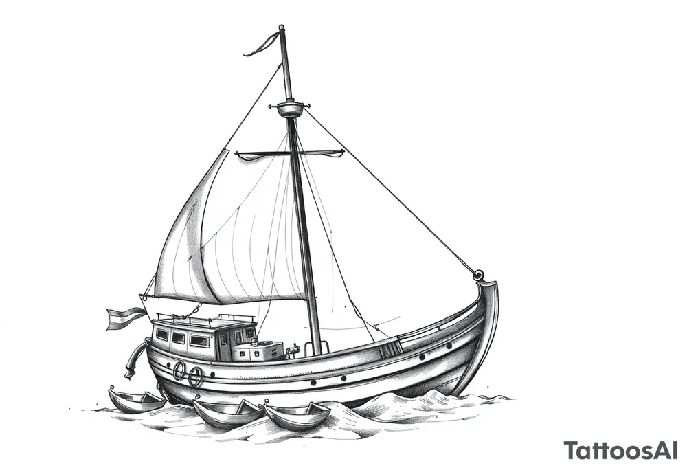 sailing boat at achor tattoo idea