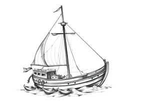sailing boat at achor tattoo idea