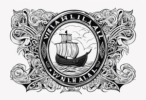 Valhalla sword shield viking ship tattoo idea