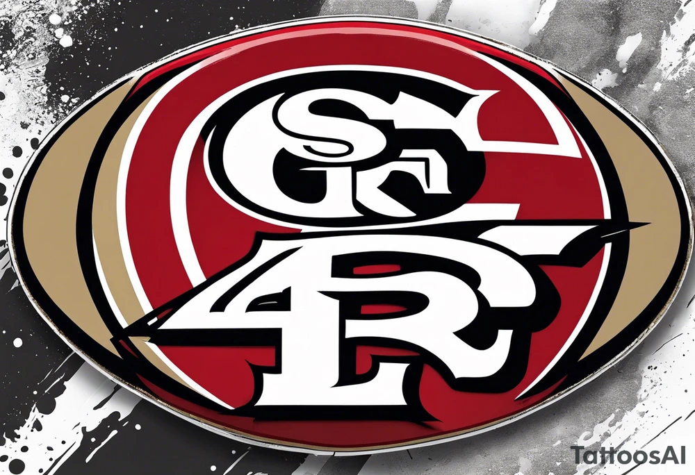 san Francisco 49er logo alone with team color specks of paint splatter tattoo idea