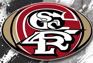 san Francisco 49er logo alone with team color specks of paint splatter tattoo idea