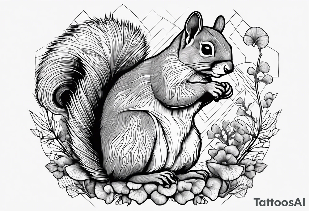 Squirrel, abalone, mushroom, coral tattoo idea