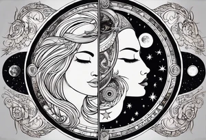 Astrology, Gemini, Natal Chart, angelic, soul mates, vision, planetary, ying yang, the moon, third eye, mystical
armband tattoo idea