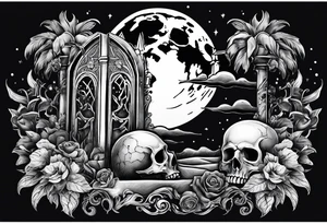graveyard with moon tattoo idea