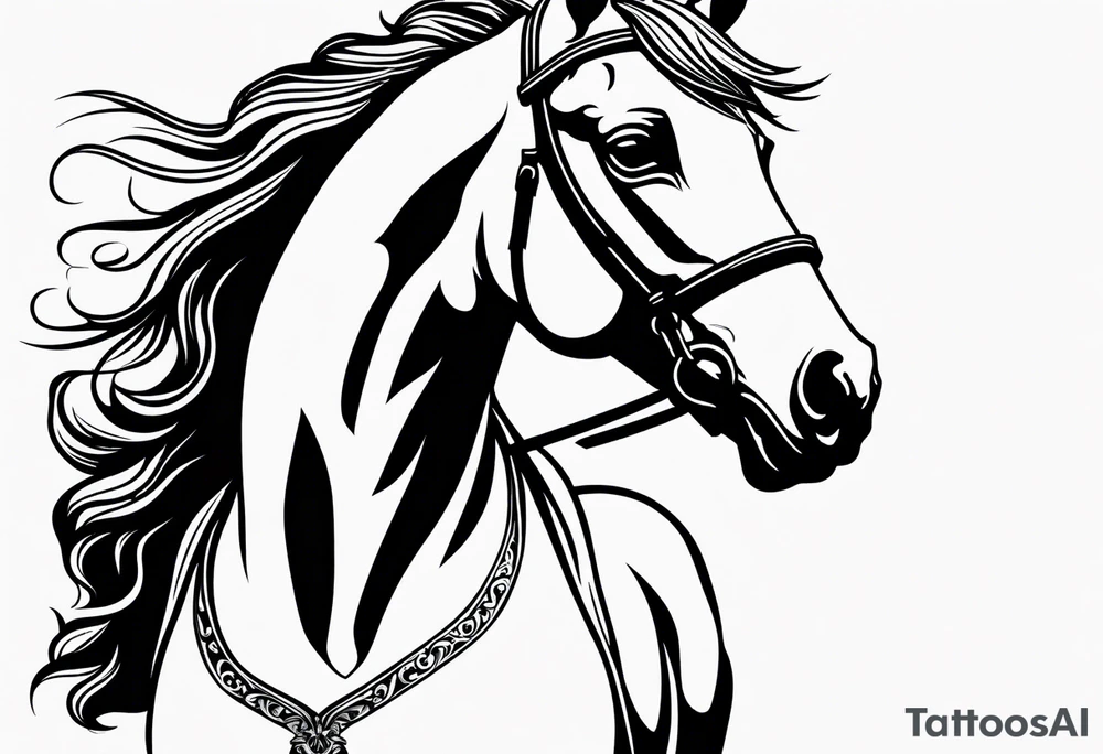 Horse drawn using simple lines tattoo idea