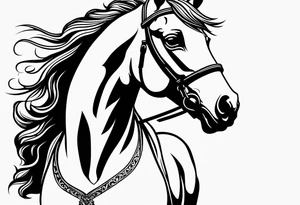 Horse drawn using simple lines tattoo idea