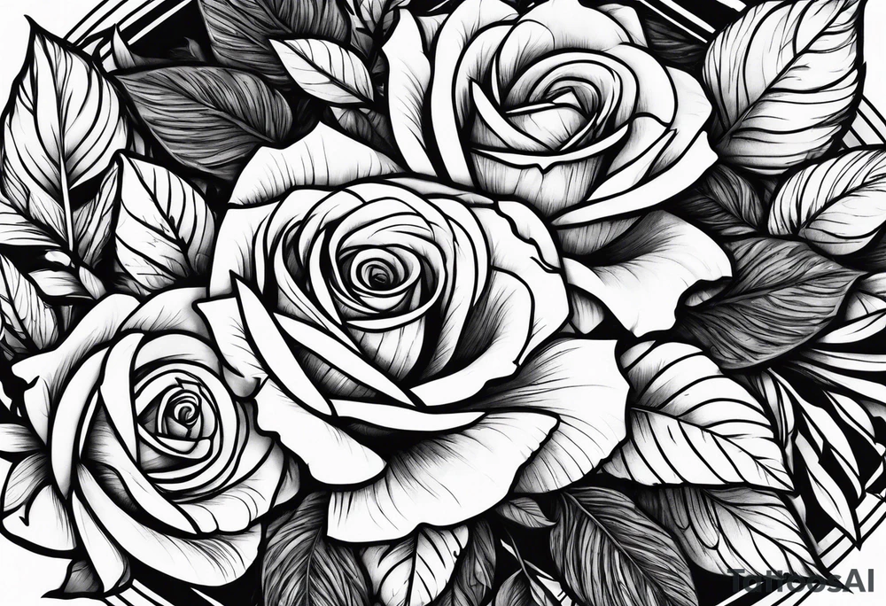 roses and dark forest tattoo idea