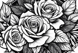 roses and dark forest tattoo idea