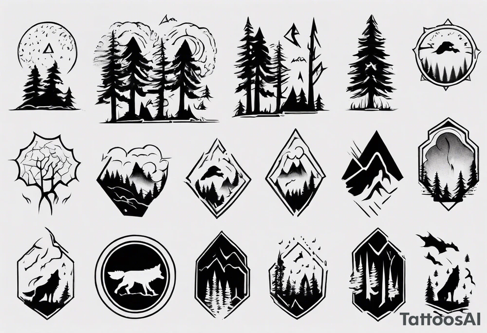 a thunderstorm over a forest and a wolf howling tattoo idea a thunderstorm over a forest and a wolf howling tattoo idea
