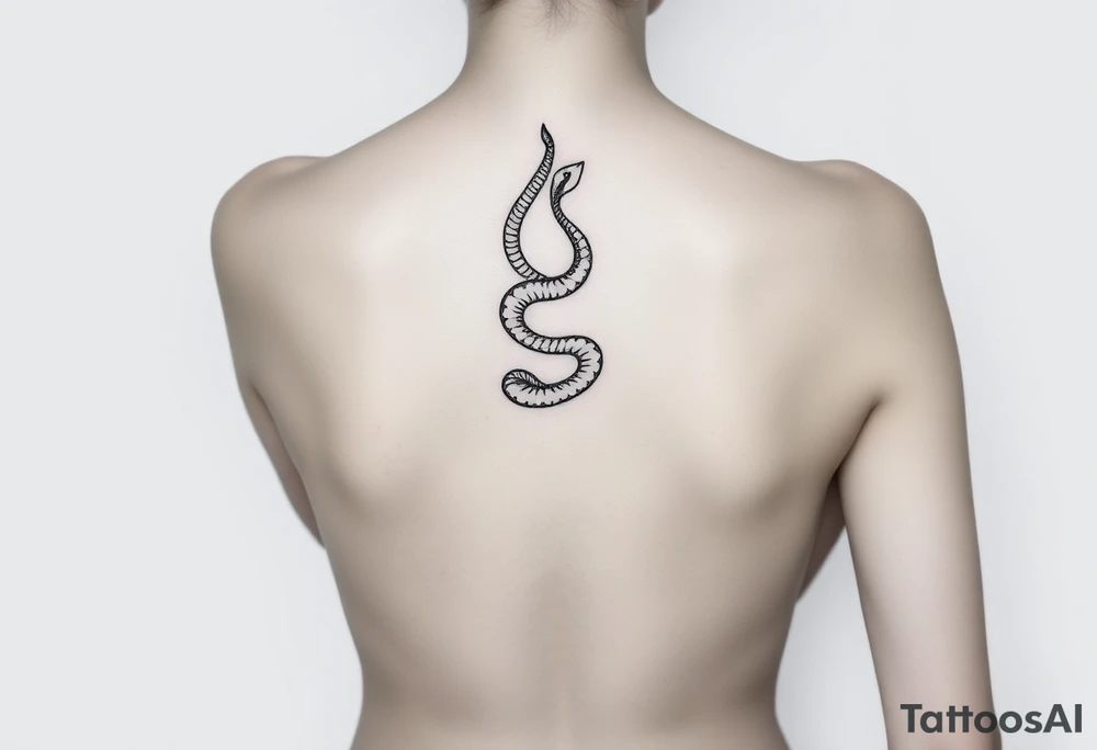 Snake wrapping around the spine tattoo idea