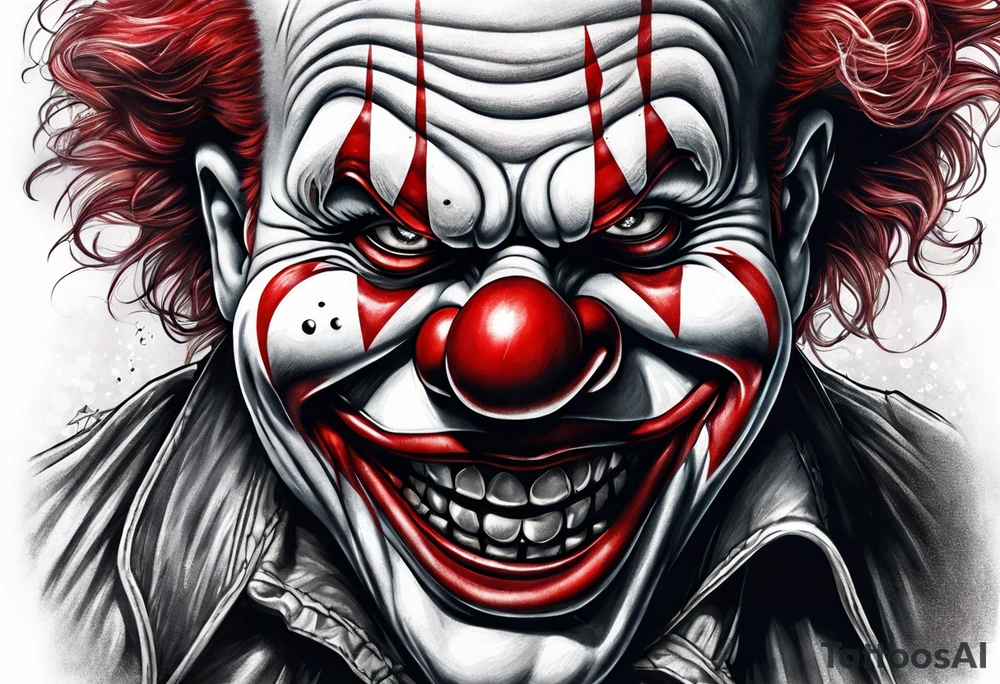 Evil clown close up tattoo idea