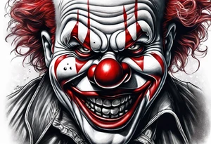 Evil clown close up tattoo idea