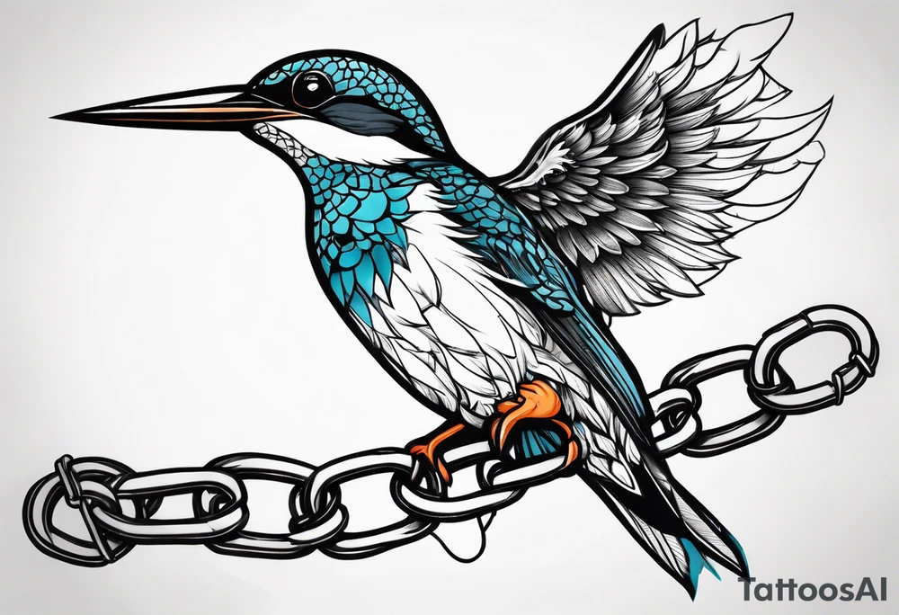 Kingfisher trapped in chains tattoo idea