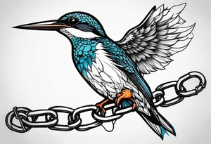 Kingfisher trapped in chains tattoo idea